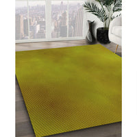 Patterned Dark Yellow Green Rug, pat3291yw