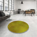 Round Patterned Dark Yellow Green Rug in a Office, pat3291yw