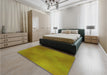 Patterned Dark Yellow Green Rug in a Bedroom, pat3291yw