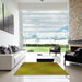 Square Patterned Dark Yellow Green Rug in a Living Room, pat3291yw