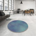 Round Patterned Blue Novelty Rug in a Office, pat3291