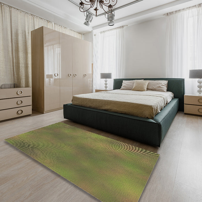 Patterned Dark Golden Brown Rug in a Bedroom, pat3292brn