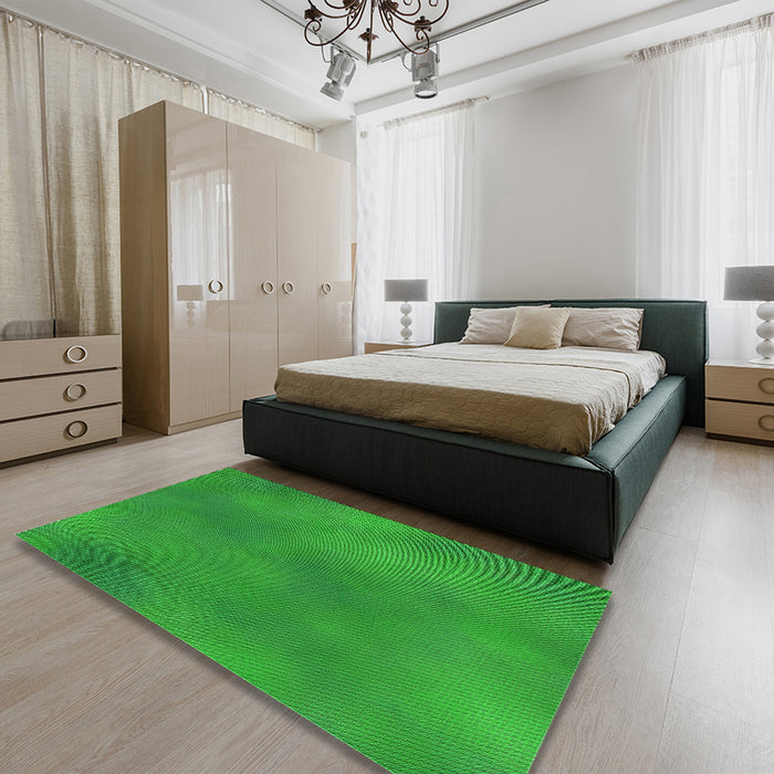 Patterned Green Rug in a Bedroom, pat3292grn