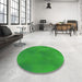 Round Patterned Green Rug in a Office, pat3292grn