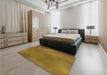 Patterned Dark Bronze Brown Rug in a Bedroom, pat3292org