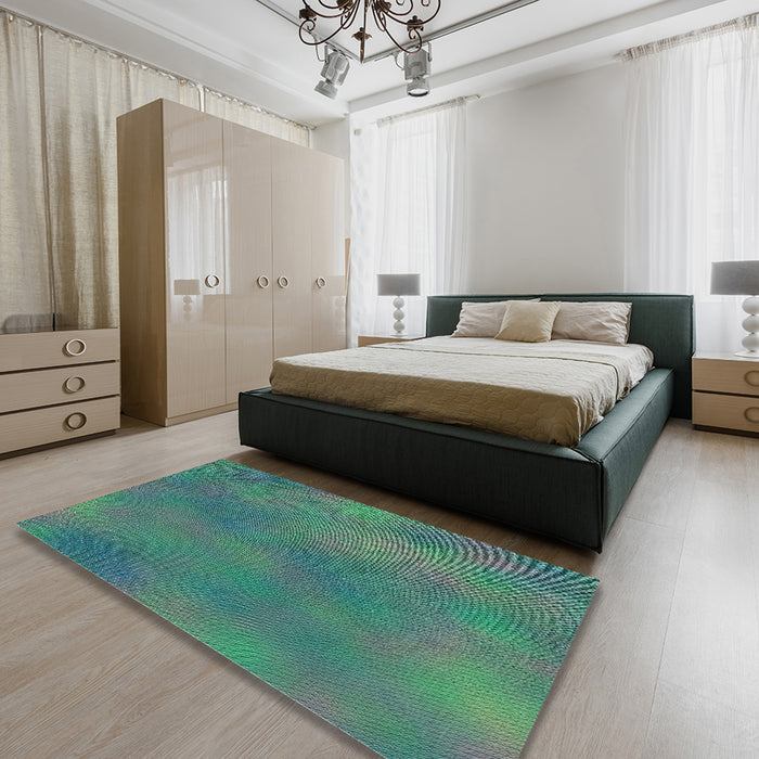 Patterned Mint Green Novelty Rug in a Bedroom, pat3292