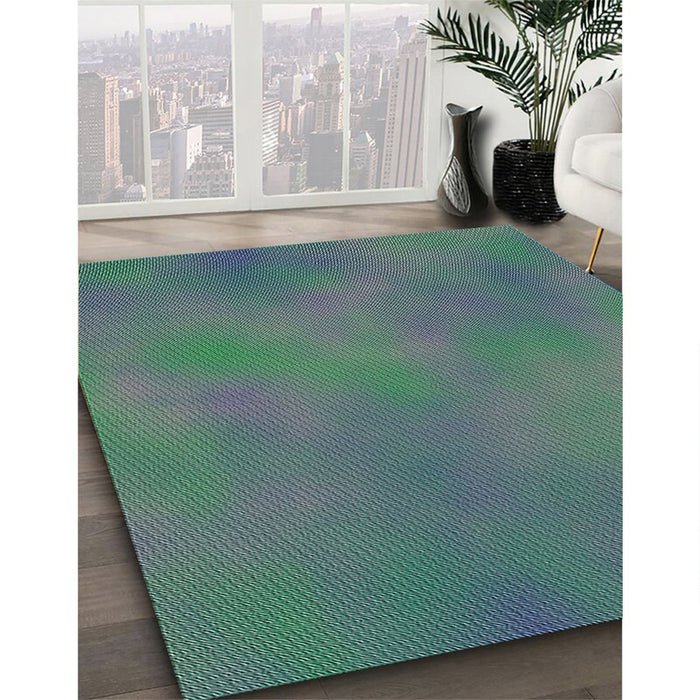 Patterned Deep-Sea Green Novelty Rug in Family Room, pat3293
