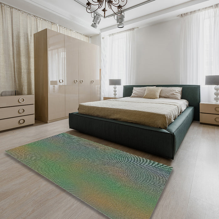 Patterned Green Novelty Rug in a Bedroom, pat3294