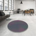 Round Patterned Silver Gray Novelty Rug in a Office, pat3296