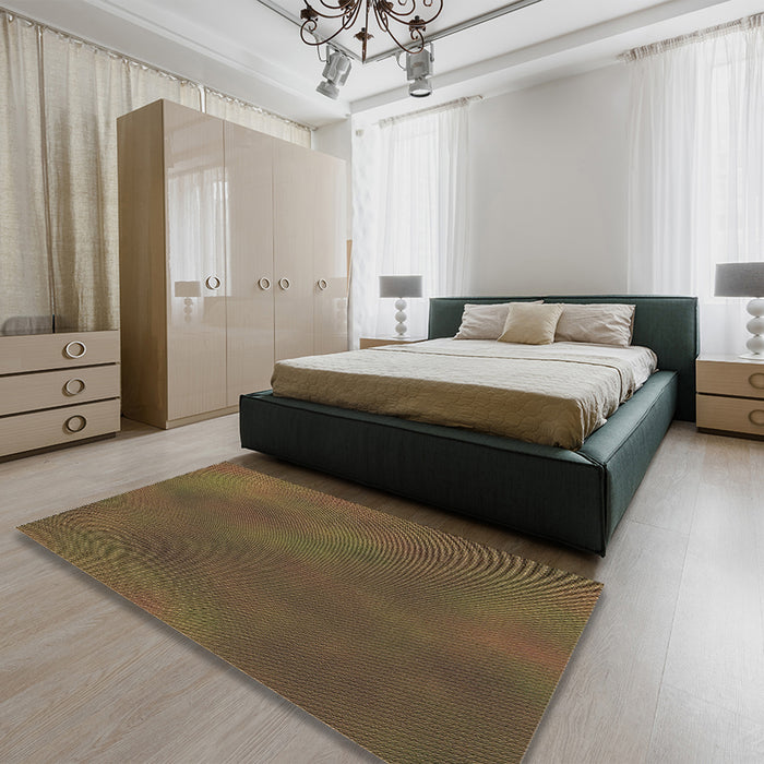 Patterned Sepia Brown Rug in a Bedroom, pat3297brn