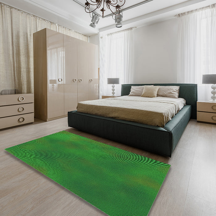 Patterned Green Rug in a Bedroom, pat3297grn