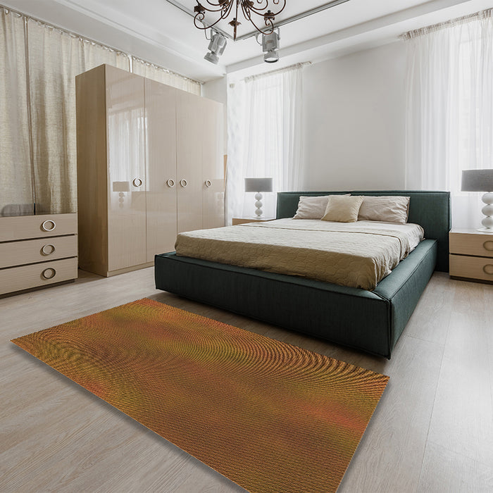Patterned Saddle Brown Rug in a Bedroom, pat3297org
