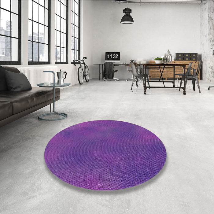 Round Patterned Amethyst Purple Rug in a Office, pat3297pur