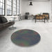 Round Patterned Gray Novelty Rug in a Office, pat3297