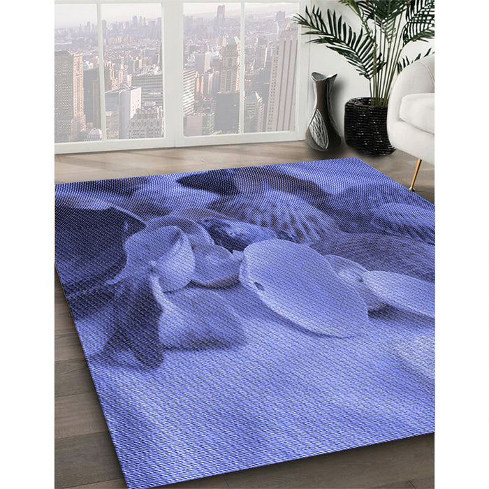 Machine Washable Transitional Sky Blue Rug in a Family Room, wshpat3298blu