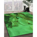 Machine Washable Transitional Green Rug in a Family Room, wshpat3298grn