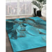 Patterned Bright Turquoise Blue Rug in Family Room, pat3298lblu