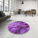 Round Patterned Purple Rug in a Office, pat3298pur