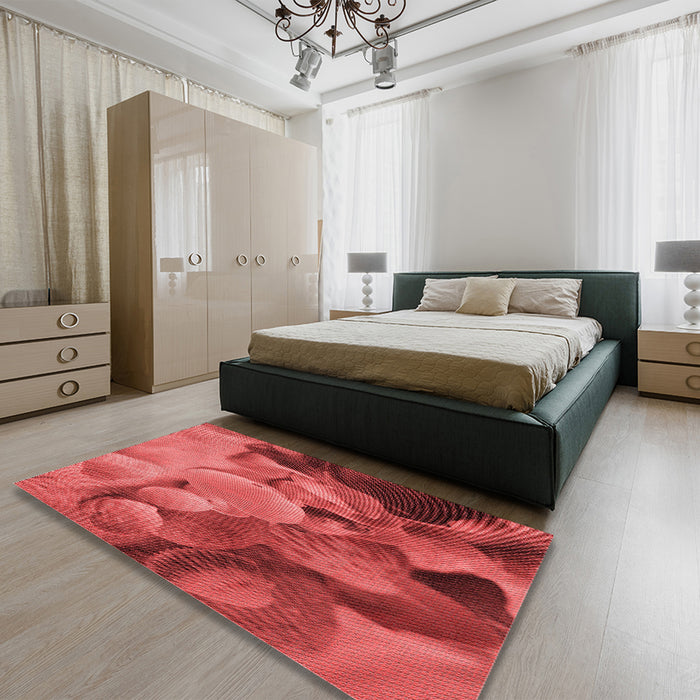 Patterned Red Rug in a Bedroom, pat3298rd