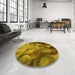 Round Patterned Dark Bronze Brown Rug in a Office, pat3298yw