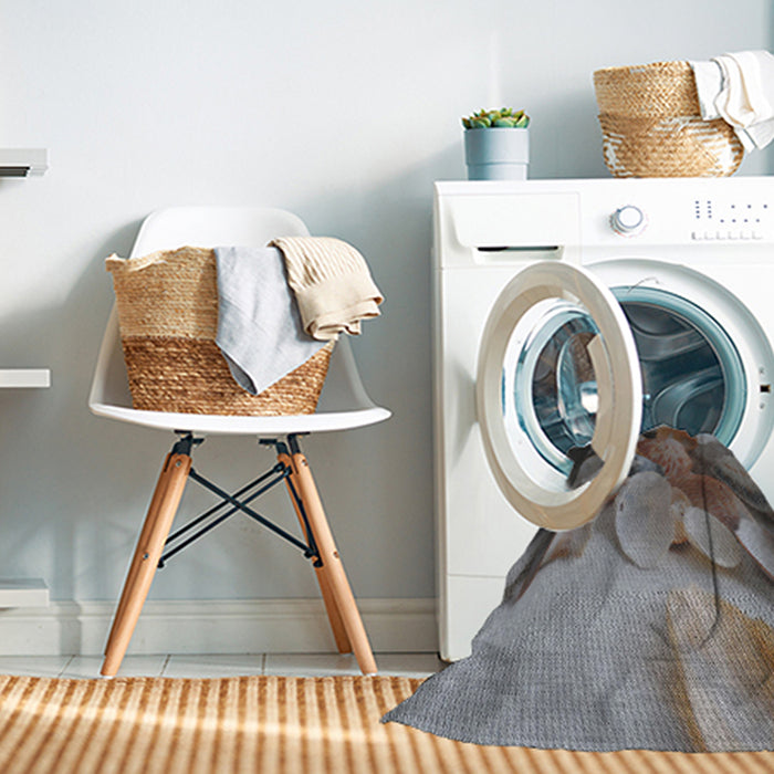 Machine Washable Transitional Dark Gray Rug in a Washing Machine, wshpat3298