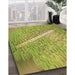 Machine Washable Transitional Dark Yellow Green Rug in a Family Room, wshpat3299brn