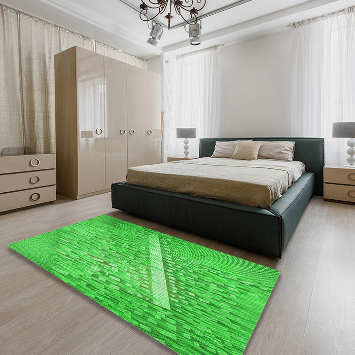 Patterned Lime Green Rug in a Bedroom, pat3299grn