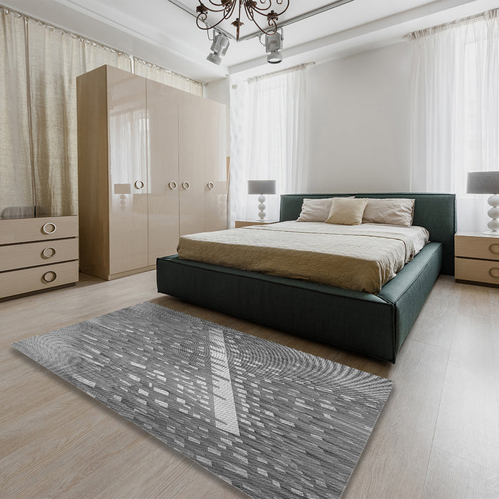 Patterned Ash Gray Rug in a Bedroom, pat3299gry