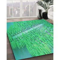 Patterned Spring Green Rug, pat3299lblu