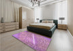 Patterned Orchid Purple Rug in a Bedroom, pat3299pur