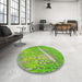 Round Patterned Yellowish Green Modern Rug in a Office, pat3299