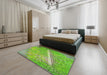 Machine Washable Transitional Yellow Green Rug in a Bedroom, wshpat3299