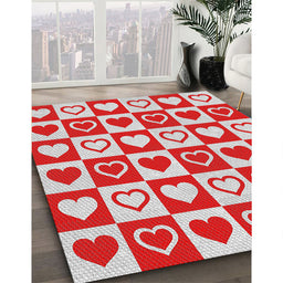 Patterned Red Novelty Rug in Family Room, pat329