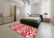 Patterned Red Novelty Rug in a Bedroom, pat329