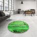 Patterned Neon Green Rug in a Kitchen, pat33grn