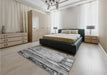 Patterned Cloud Gray Rug in a Bedroom, pat33gry