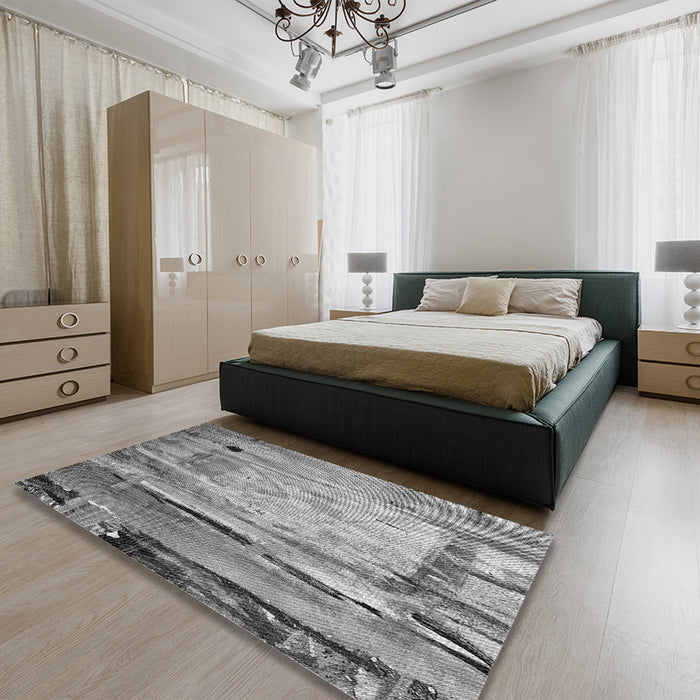 Patterned Cloud Gray Rug in a Bedroom, pat33gry