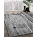 Patterned Cloud Gray Rug in Family Room, pat33gry