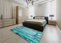 Patterned Aquamarine Stone Green Rug, pat33lblu