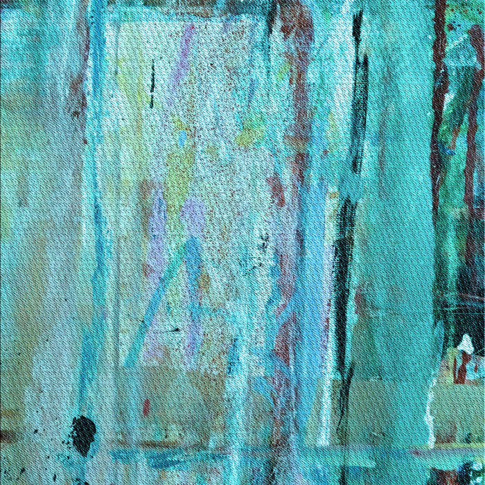 Square Patterned Aquamarine Stone Green Rug in a Living Room, pat33lblu