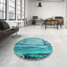 Patterned Aquamarine Stone Green Rug in a Kitchen, pat33lblu