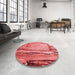 Round Patterned Red Rug in a Office, pat33rd