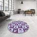 Round Patterned Purple Rug in a Office, pat330blu