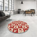 Round Patterned Red Rug in a Office, pat330brn
