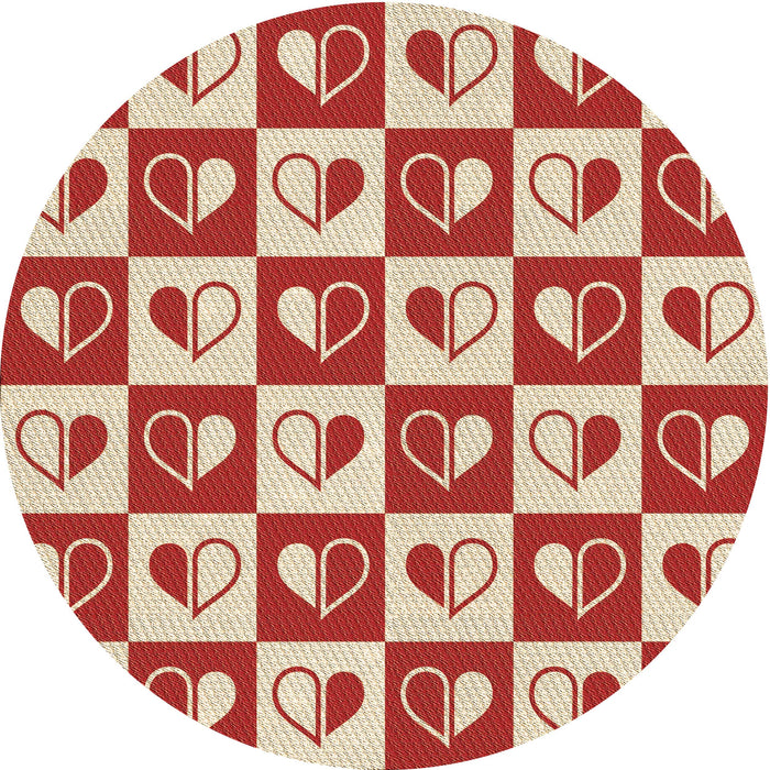 Square Patterned Red Rug, pat330brn