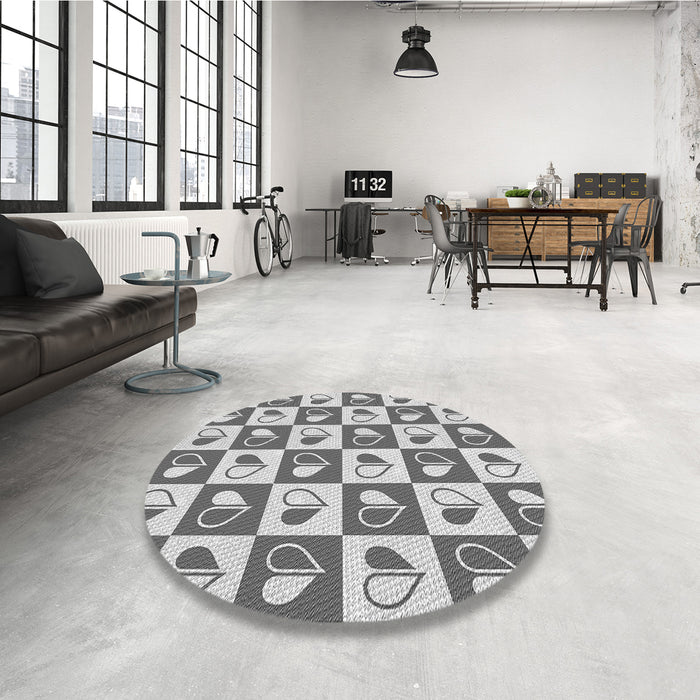 Round Patterned Ash Gray Rug in a Office, pat330gry