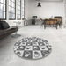 Round Patterned Ash Gray Rug in a Office, pat330gry