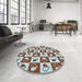 Round Patterned Blue Rug in a Office, pat330lblu