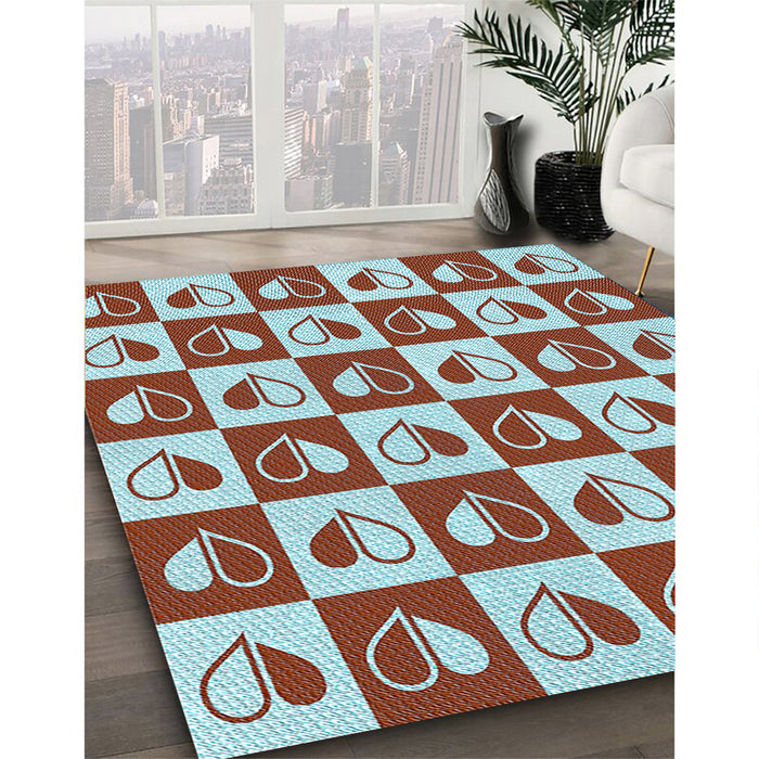 Patterned Blue Rug in Family Room, pat330lblu