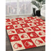Patterned Red Rug in Family Room, pat330org